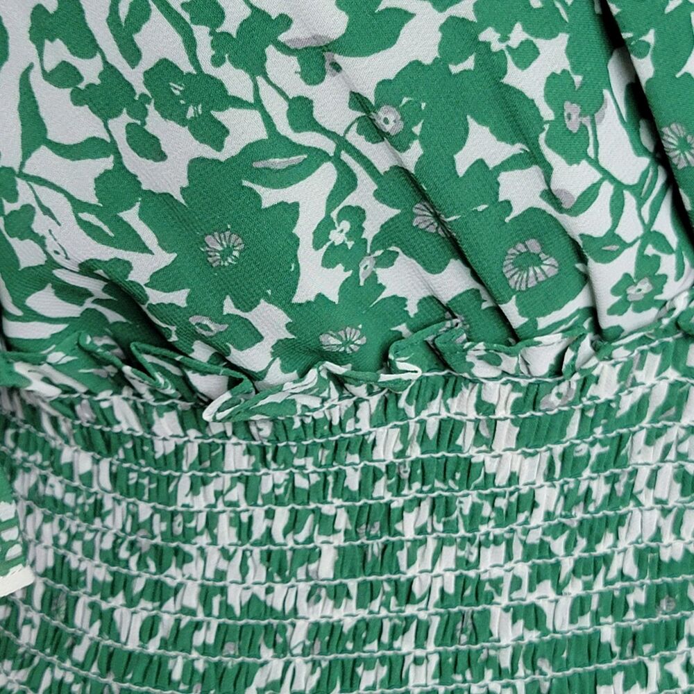 Max Studio Dress Women's Medium Green Floral A-Line Ruffle Beach Preppy Cottage - Picture 3 of 8